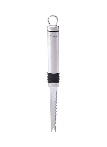Stainless Steel Blade Knife With Rubber Grip Silver/Black