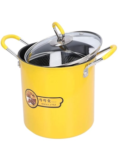 Xinwe 3L Deep Fryer Pot, Stainless Steel Japanese Frying Pot with Oil Filter Fil &amp; Lid for Home Kitchen, Mini Deep Frying Pan with Nonslip Handle for Most Stove, Heat Insulation