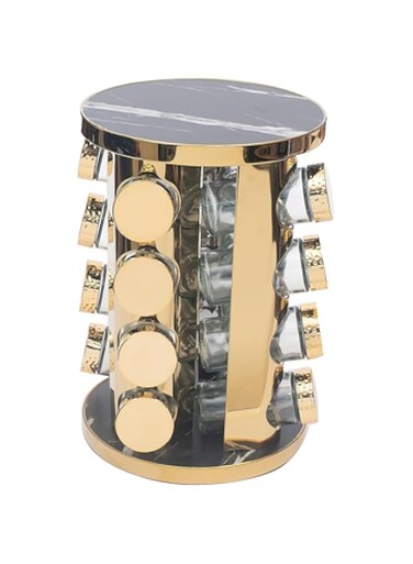 Falez Spice Carousel 16 Jar Rotating Gold - Organize and Elevate Your Culinary Experience