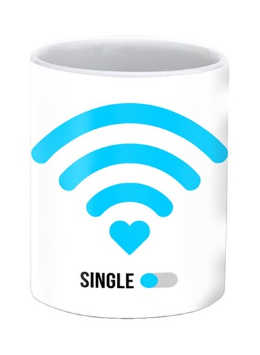 He's Single Printed Ceramic Mug White/Blue