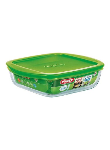 Square Dish With Lid Green 20cm
