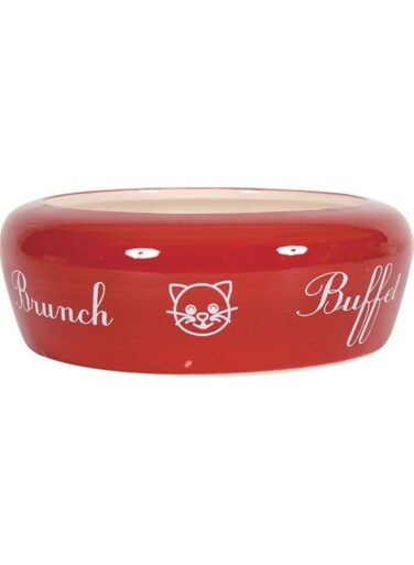 Zolux No Waste Ceramic Cat Bowl Buffet - Red 300ml