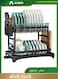 Dish Drying Rack Multifunctional Dish Rack Rustproof Kitchen Dish Drying Rack with Drainboard Space-Saving 2-Tier Dish Drying Rack with Utensil Holder &amp; Cup Holder for Kitchen Counter &iuml;&frac14;&circ;Black&iuml;&frac14;&permil;