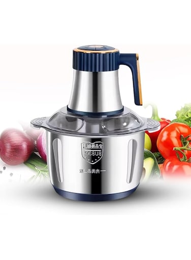Shunle Meat Grinders, 5L 500W Meat Mincer Electric Food Chopper Meat Blenders Meat Grinder Food Chopper Food Grinder Stainless Steel Bowl Chopper for Meat Vegetables Fruits (Blue)