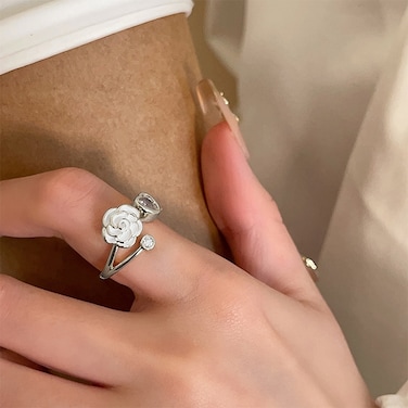 Ladies Light Luxury Pearl Butterfly Opening Adjustable Combination Ring, Specification:J3253