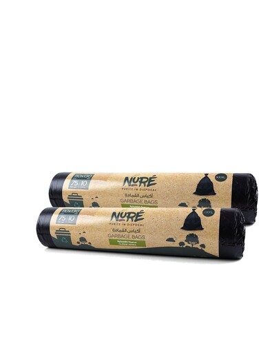 Nure-Bio-Degradable Purity In Disposal Garbage Bag,75 Gallons, 10 Pcs, 110cmx130cm,Pack of 2