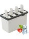 Lolly Mold 4 Ice Mold Reusable Ice Pop Maker Holder Ice Cream DIY PP Mold With Base Tray Sticks Beige 13.6*7*11.8cm