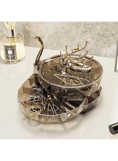 EPEDIC Luxury Jewelry Box - Multi-Layer Rotatable, Dust-Proof, Black