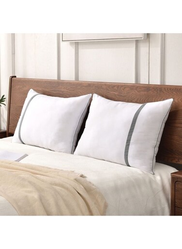 Pillows for Bed 2 Pack, Hotel Down Alternative Luxury Striped Simple Style Hypoallergenic Pillows King Size (50x90cm)
