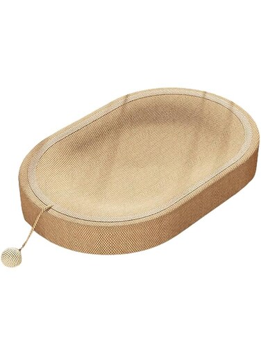 Monirf 60cm Extra Large Sisal Cat Scratcher Pad, Oval Cat Scratching Board with Toy Ball, Cat Scratcher Bed for Indoor Cats
