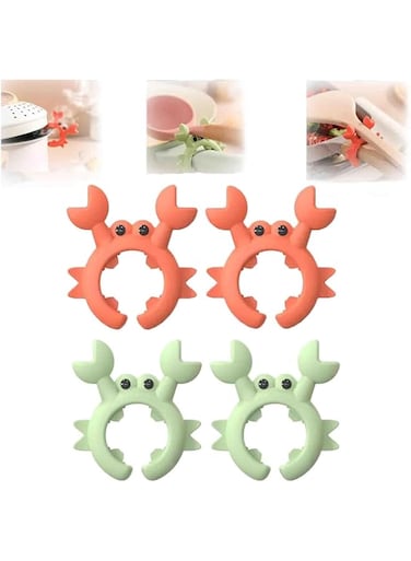 Crab Utensil Holder,Crab Kitchen Utensil Holder,Creative Crab Shaped Spatula Rack,Crab Spoon Holder,Silicone spatula holder for home kitchen stove anti-spill spoon kitchenware placement (4PCS)