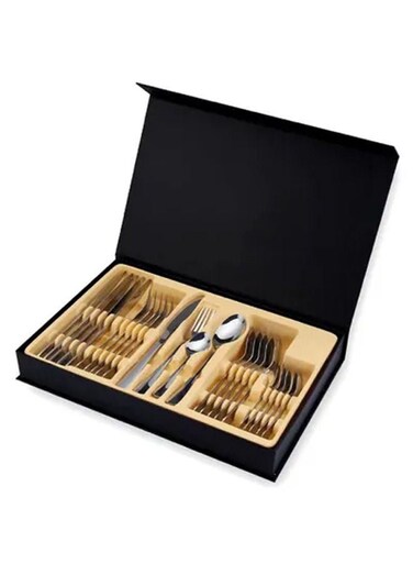 Pow 24-Piece Stainless Steel Quality Flatware With Knives Forks And Spoons Mirror Polished Flatware Cutlery Set
