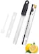 Lemon Peeler &amp; Cheese Grater, 304 Stainless Steel Citrus Zester Kitchen Grater with Protective Cover &amp; Cleaning Brush for Parmesan, Chocolate, Fruits, Vegetables, Ginger, Garlic, Nutmeg - Black, 12inch
