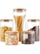 𝐏𝐈𝐂𝐂𝐀𝐒𝐈𝐎 5 Pcs Glass Canister sets with Bamboo Lids, Cookie Jars, Airtight High Borosillicate Container, Multi Sizes Clear Food Storage Cookie Jars,Spice Jars Pasta Cereal &amp; Herbs (round)