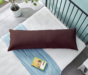 Home Hotel Linen Long Body Pillow &acirc;&euro;&ldquo; Super Soft 100% Polyester Microfiber 1cm Stripe &acirc;&euro;&ldquo; Chacolate, 45&Atilde;&mdash;120 cm (1 Piece)