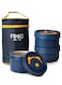 Stainless Steel Insulated Lunchbox for Adults &acirc;&euro;&ldquo; 600ml + 2&Atilde;&mdash;400ml Leakproof Thermos Bento Set with Double-Wall Heat-Resistant Containers &acirc;&euro;&ldquo; Ideal for Office Use (Blue)