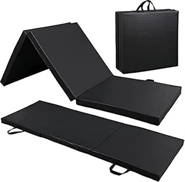 Najam'' Thick Tri-Fold Folding Exercise Mat with Carrying Handles for MMA, Gymnastics and Home Gym Protective Flooring