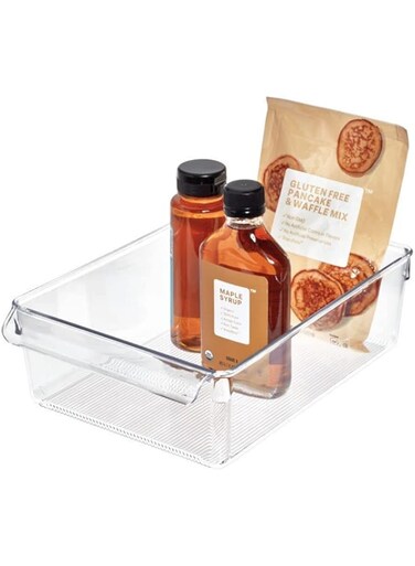 iDesign Linus Kitchen Organiser, Cupboard Storage Unit for Condiments and Food Storage, Plastic, Clear, Large