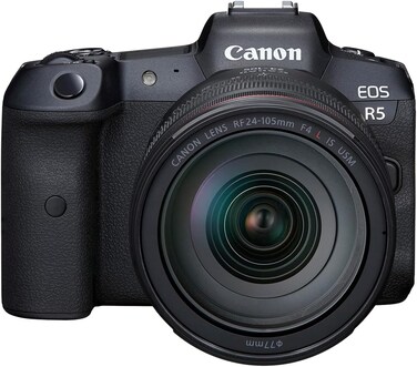 Canon EOS R5 With Rf 24-105mm F/4L Mirrorless Camera Lens Kit, Black, 4147C013, Eosr5