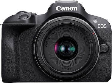 كانون EOS R100 RF-S18-45mm F4.5-6.3 هو STM وRF-S55-210mm F5-7.1 هي مجموعة عدسات STM، كاميرا غير عاكسة، حامل RF، 24.1MP، تصوير مستمر، فيديو فل اتش دي، 4 كيه، خفيفة الوزن، واي فاي، إنشاء المحتوى
