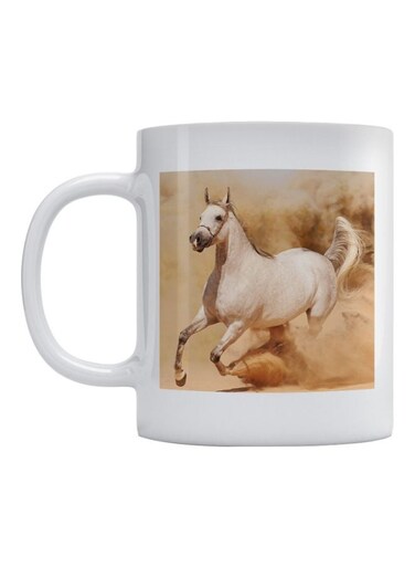 Horse Printed Mug White/Brown/Beige