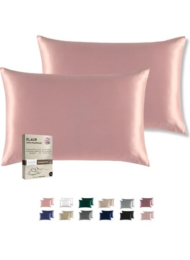 Satin Pillowcase for Hair and Skin, Super Soft and Cooling Similar to Silk Pillow Cases 2 Pack with Envelope Closure, Gift for Women Men(20"x26" Standard Size) (Rose Gold)