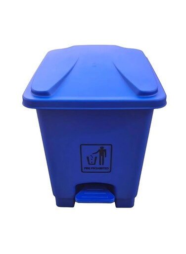 15L Pedal Trash Can - Durable Plastic Garbage Bin with Foot Pedal   Hands-Free Waste Disposal   Ideal for Bathroom, Kitchen, Office &amp; Commercial Use (Blue, 15 Liters)