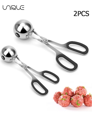 2PCS Meatball Maker - None-stick Meatball Scoop Ball Maker with Detachable Anti-Slip Handles, Stainless Steel Meat Baller Cake Pop Scoop for Kitchen