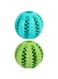 Dog Toy Ball, Nontoxic Bite Resistant Toy Ball for Pet Dogs Puppy Cat, Dog Pet Food Treat Feeder Chew Tooth Cleaning Ball Exercise Game IQ Training Ball (Blue&amp;Green, 7CM)