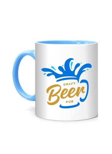 Styles Craft Beer Pub Printed Mug White/Blue