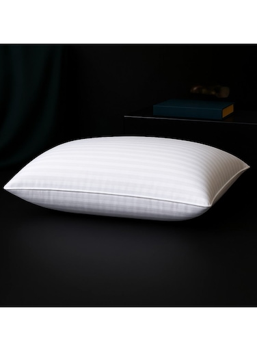 1-Piece Bed Pillow Single Piping Hotel Standard Soft Microfiber Anti Allergic&amp;Anti-bacterial, Striped White, Size(50x70CM)