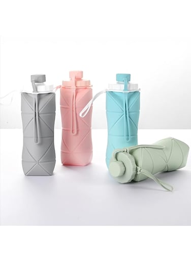 COOLBABY Collapsible Water Bottle Anti-Leak Valve Reusable BPA-Free Silicone Collapsible Water Bottle for Sports