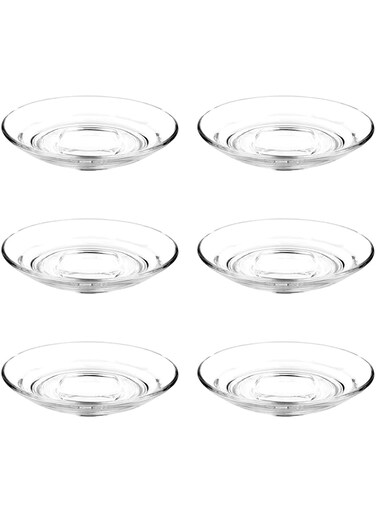 Ocean Caffe Espresso Saucer, Set Of 6, Clear, 4.75 Inch, P02472, Tea Saucer, Coffee Saucer, Cup Saucer, Dish Saucer