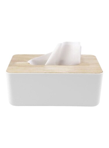 Rectangle Shaped Tissue Box White/Beige 23x13x10cm