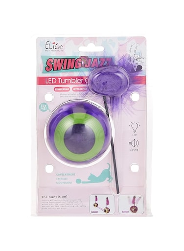 Mumoo Bear Kitten Tumbler Led Flashing Chirping Feather Interactive Cat Teaser Toy