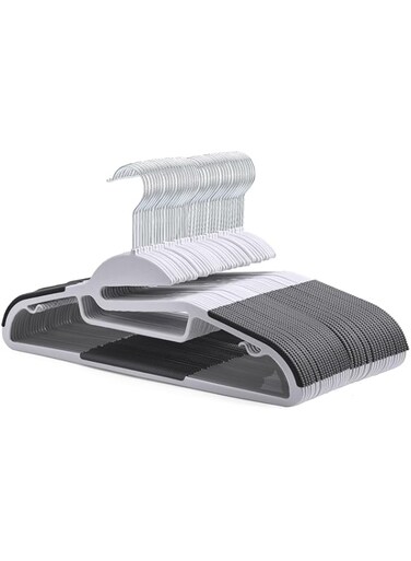 House Day 20 Pack Plastic Hangers - S-Shaped Opening, Non Slip, 360&deg; Swivel, Space Saving Coat Hangers for Adults, Heavy Duty, Wet Clothes (Grey)