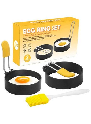 KRGMNHR Stainless Steel Egg Ring, 2 Pack Nonstick Egg Maker Rings for Frying Eggs and Egg McMuffins, Egg Shaper for Frying Pan Cooking, Egg Molds for Griddle, Egg Circles for Breakfast Sandwich Burger