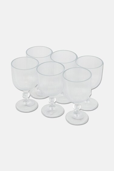 Mucho Textured 6 Pieces Cystal Glass 360 ml, Transparent
