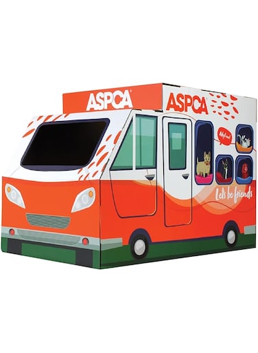 ASPCA Cat House &amp; Cat Scratcher w/Bonus Catnip Included, Adoption Truck cat House (CAS2030)