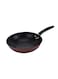 28 CM Carbon Steel Wok Pan with Non-Stick Coating- RF12121  Stylish Design with Soft Touch Handles, Spiral Design Bottom   Induction Compatible, Perfect for Deep and Shallow Frying  Maroon