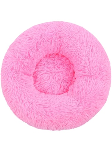COMOYA XIAJIE Pet Bed, Fluffy Luxe Soft Plush Round Cat and Dog Bed, Donut Cat and Dog Cushion Bed, Self-Warming and Improved Sleep, Orthopedic Relief Shag Faux Fur Bed Cushion 60 Pink 3LARTRnB-hC2