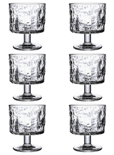 300ml Textured Footed Glasses Set, Versatile Drinking &amp; Dessert Cups for Beverages, Smoothies, Parfaits, Premium Clear Glassware,Ideal for Home &amp; Daily Use