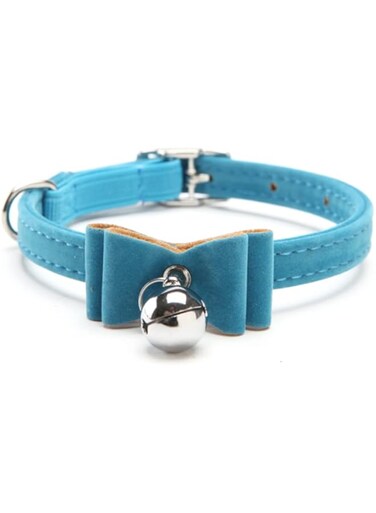 Cat collar adjustable collar bling diamante with bells,11 inches for small dogs and cats - Blue