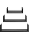Portal U-Shaped Floating Mounted Shelves for Wall 50cm 35cm 25cm Easy to Install Black Pack of 3