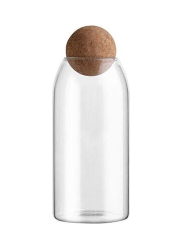 Food Storage Jar With Round Ball Cork Lid Clear 1200ml