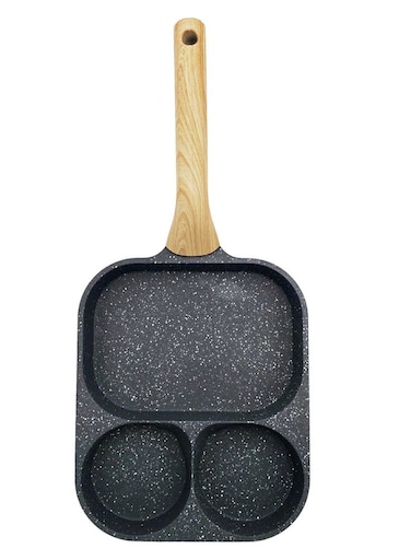 Non-Stick Frying Pan With Three-Compartments - Ideal for Breakfast, Pancakes, Eggs &amp; More - Durable and Easy to Clean