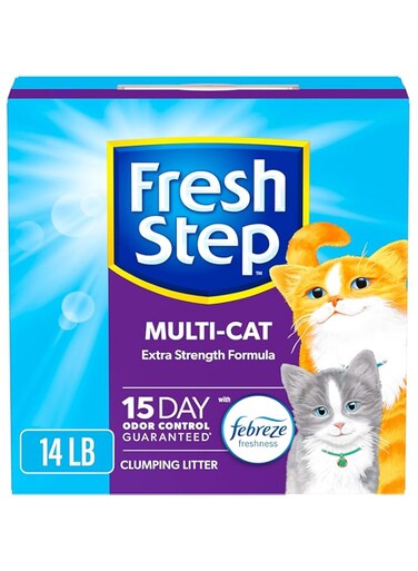 Fresh Step Multi-Cat Extra Strength Scented Litter with the Power of Febreze, Clumping Cat Litter, 14 Pounds (Package May Vary)