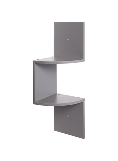 Greenco Zigzag 2 Tier Corner Floating Shelves, Gray Finish.