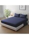 Linen Klub Striped Microfiber Fitted Sheet Set - Single (90 x 190 cm) + 2 Pillowcases (50 x 75 cm), Premium, Durable Quality, and Deep Pocket for a Perfect Fit, Navy