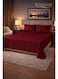 3&acirc;&euro;&lsquo;Piece Striped Microfiber Flat Bed Sheet Set, suitable for Queen and King sizes, 220x240cm &acirc;&euro;&ldquo; Soft Breathable Flat Sheet with 2 Pillowcases 50x70cm, Maroon Microfiber Maroon 220x240cm
